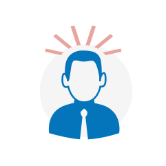 stylized icon of a businessman with an enlightenment or idea concept.