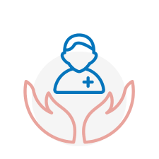 A simple, stylized icon depicting healthcare support