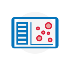 A simplified graphic icon representing medical test results or laboratory analysis