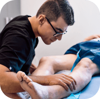 Doctor performing sclerotherapy treatment