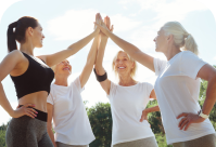 Sclerotherapy, three womans in happy mood