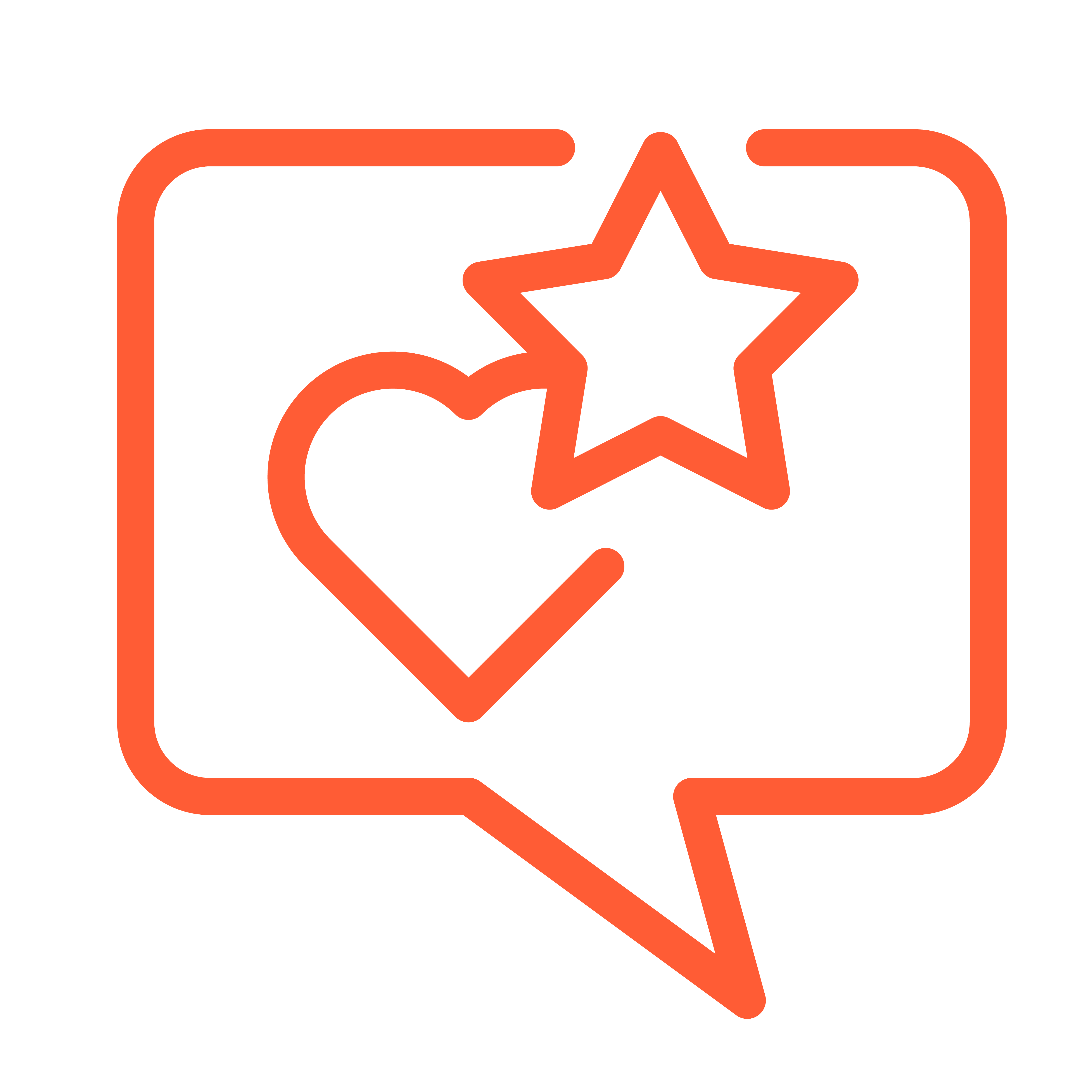 minimalist icon design featuring a speech bubble outline in bright orange