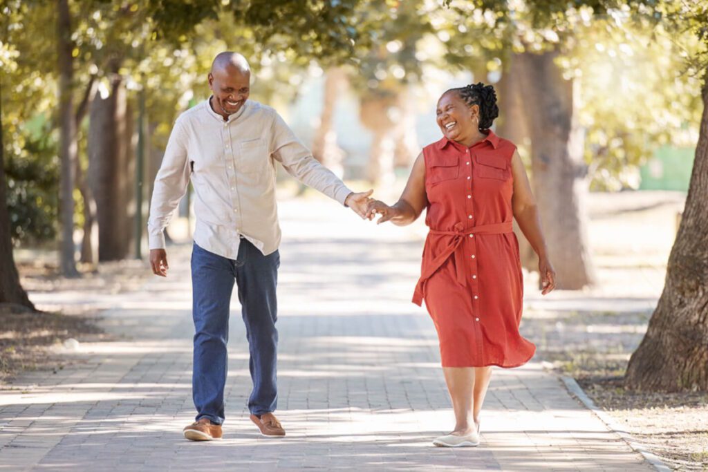 summer foot care couple walking outside